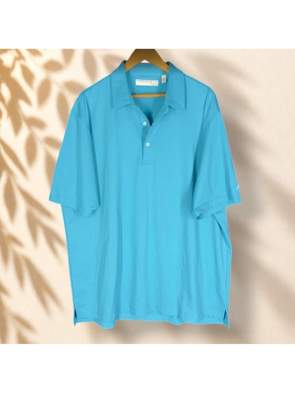 Carnoustie Polo Shirt Men 2XL Blue Button Up Collared Short Sleeve Regular Fit